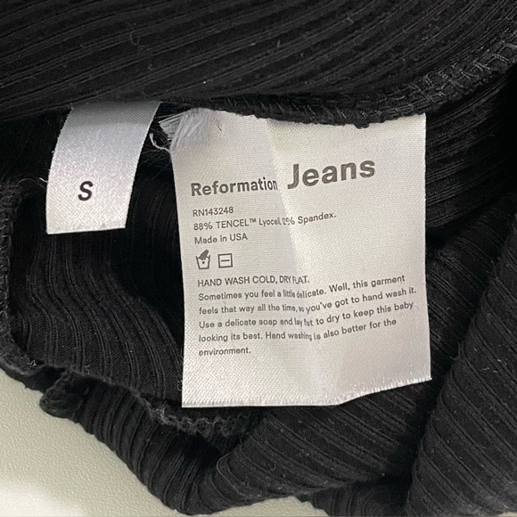 Reformation Wesley Ribbed Knit Square Neck Tie Strap Jumpsuit Black Small - Picture 15 of 15